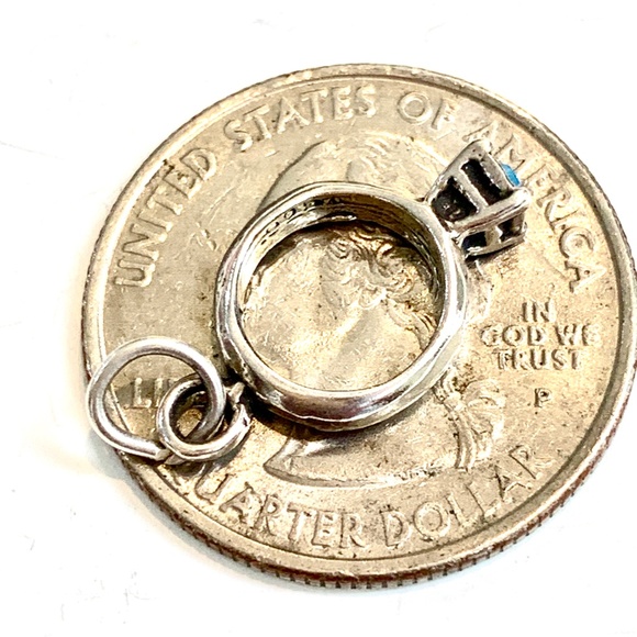 March Birthstone Sterling Silver Jewelry Charm #aquamarine CZ - Picture 3 of 4